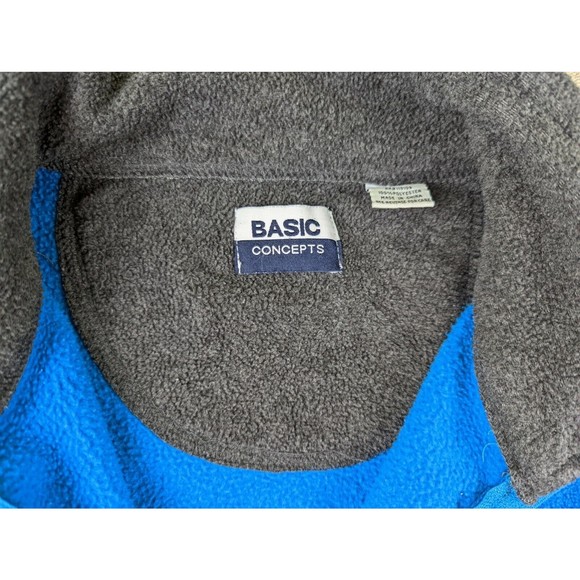 Basic Concepts Mens Sz L Fleece Jacket Long Sleeve Collared Full Zip Blue Black - Picture 4 of 8